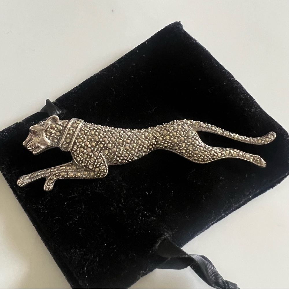 Elegant Silver Panther Brooch